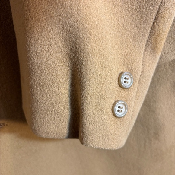 THE FOURSOME Sz L (estimated) 100% Cashmere Camel Coat Union Made Peak Lapel - Picture 4 of 12